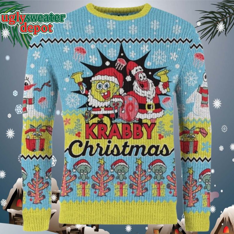 Spongebob Squarepants KRABBY Ugly Christmas Knitted Sweater