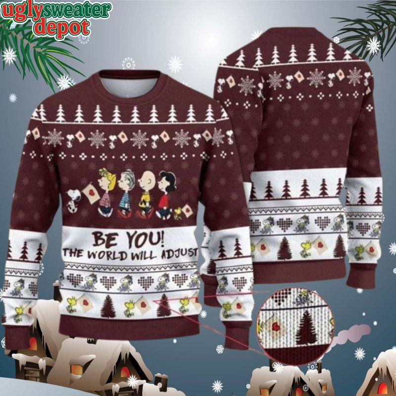 Be You The World Will Adjust Snoopy Ugly Knitted Christmas Sweater