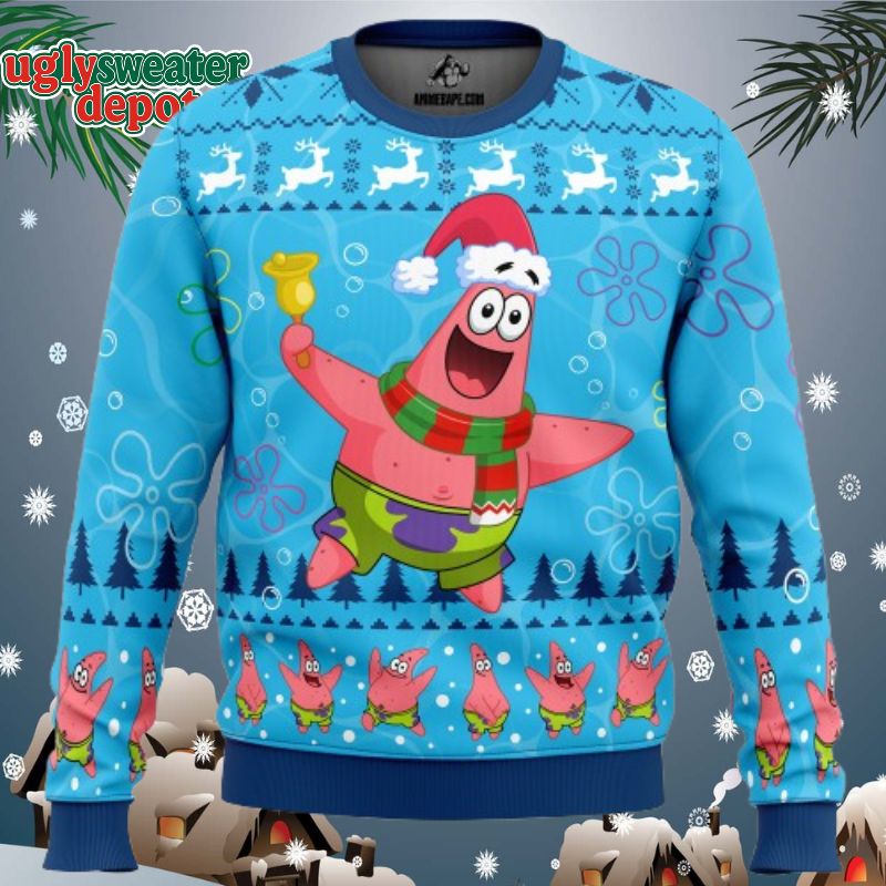 Christmas Patrick Star Ring The Bell Sponge Bob Ugly Christmas Sweater