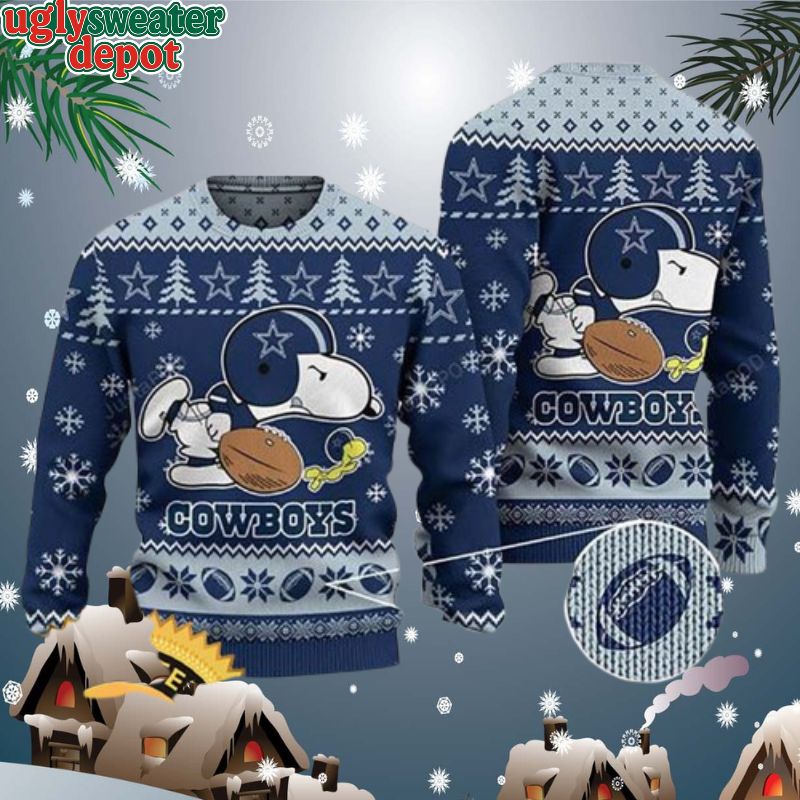Dallas Cowboys Snoopy Play Football Funny Ugly Christmas Sweater