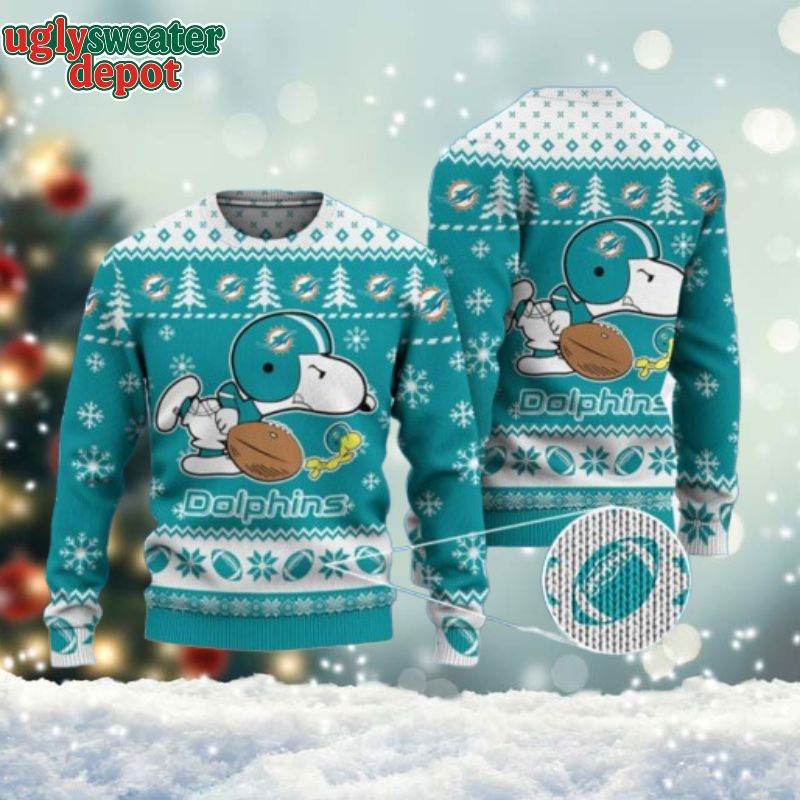 Dolphins Snoopy Woodstock Christmas Ugly Sweater