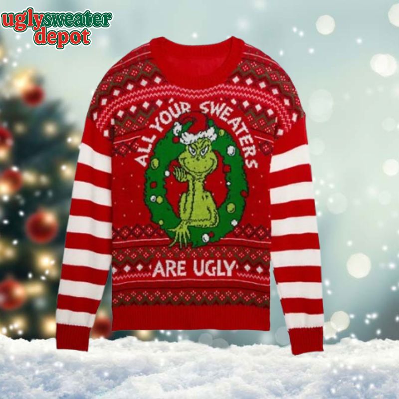 Dr Seuss Grinch All Your Sweaters Are Ugly Knitted Sweater