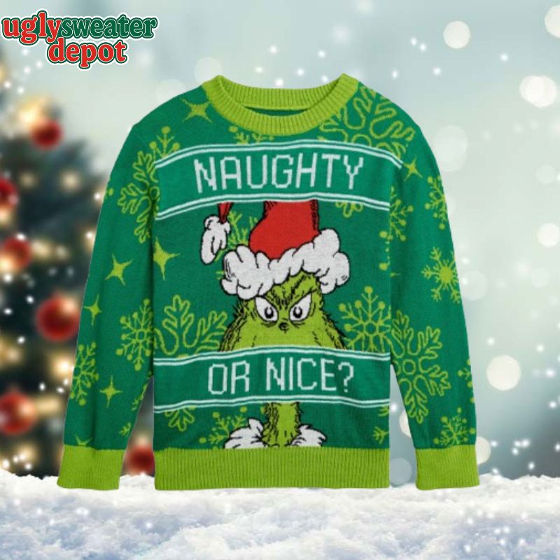 Dr. Seuss The Grinch Naughty Or Nice Funny Ugly Christmas Sweater