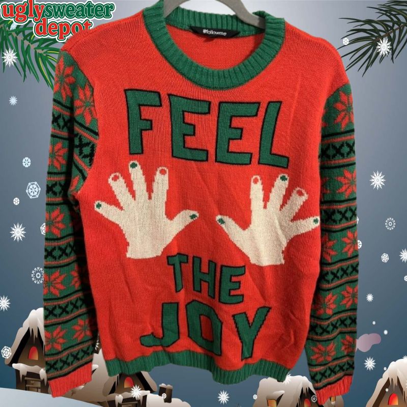 Feel The Joy Groping Hands Womens Ugly Christmas Sweater