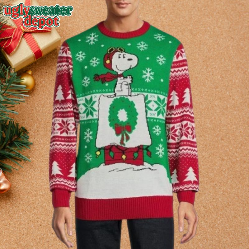 Peanuts Snoopy Sitting On The Roof Ugly Christmas Sweater