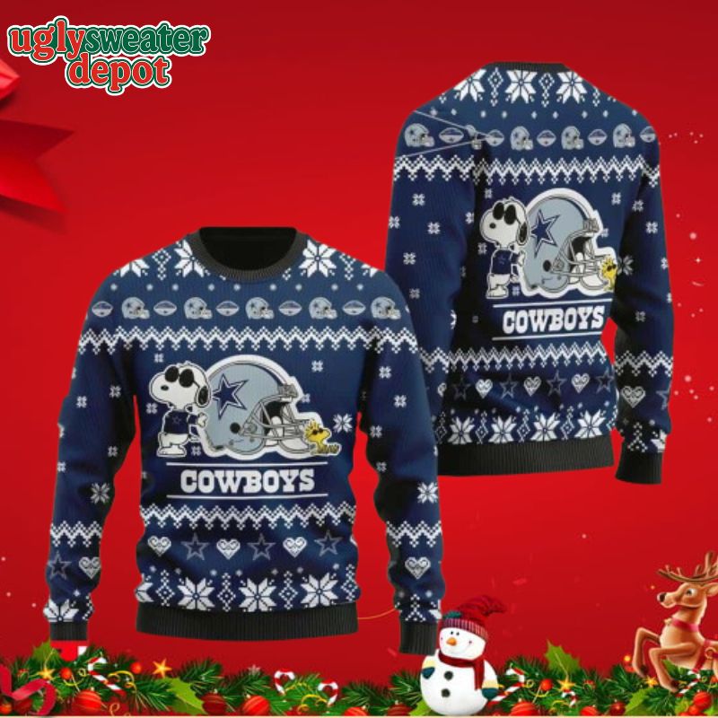 Snoopy And Woodstock Dallas Cowboys Christmas Ugly Sweater