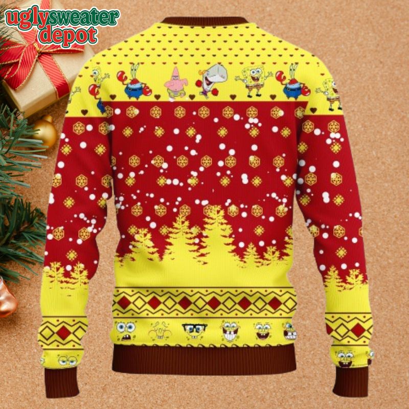 Spongebob Patrick Pine Tree Forest Ugly Christmas Sweater