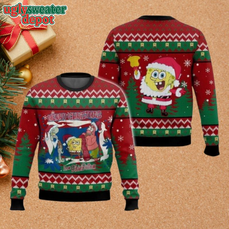 Spongebob Squarepants Merry Christmas From Bikini Christmas Ugly Sweater