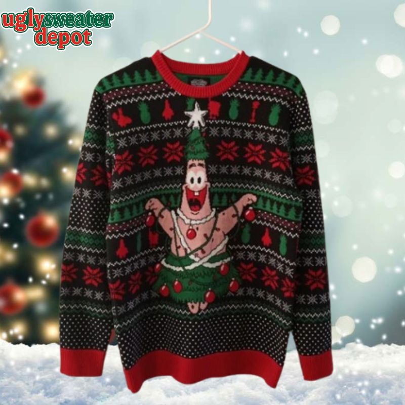 SpongeBob SquarePants Patrick Star Cosplay Pine Tree Ugly Christmas Sweater
