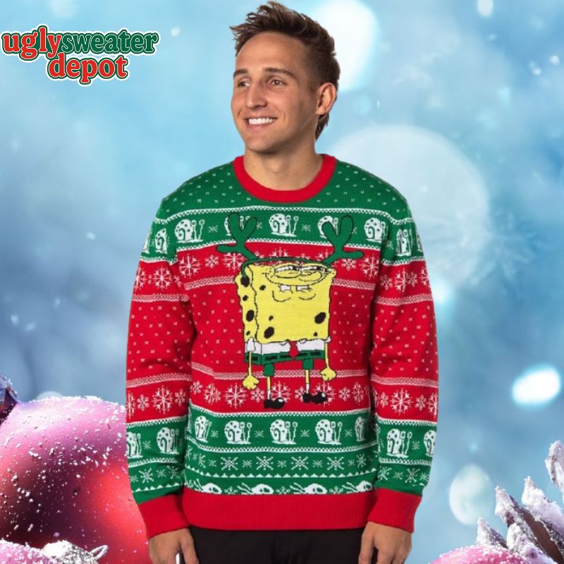 SpongeBob SquarePants Smiling Meme Ugly Christmas Sweater