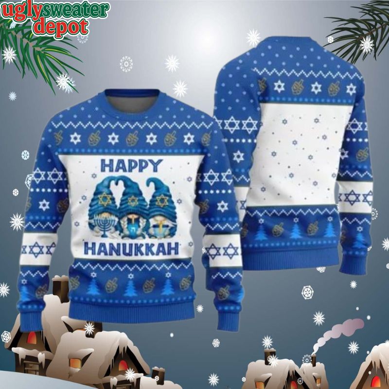 Adorable Gnome Happy Hanukkah Ugly Sweater