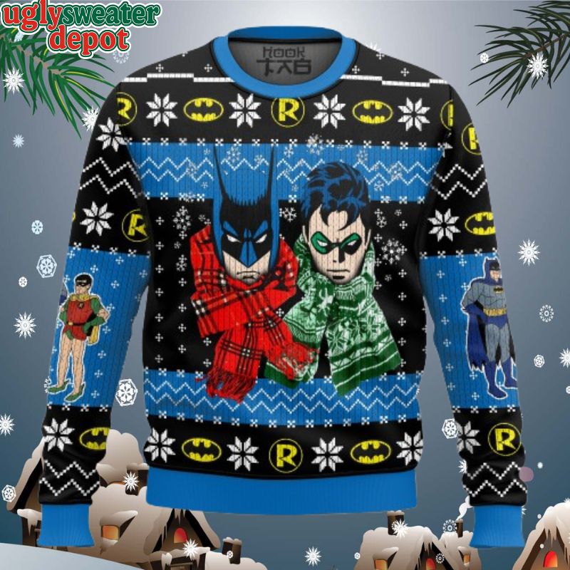 Batman And Robin Winter Scarf Ugly Christmas Sweater