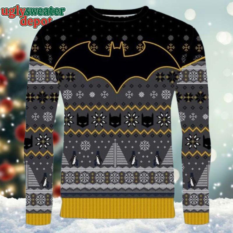 Batman Funny Penguin Snowflake Ugly Christmas Sweater