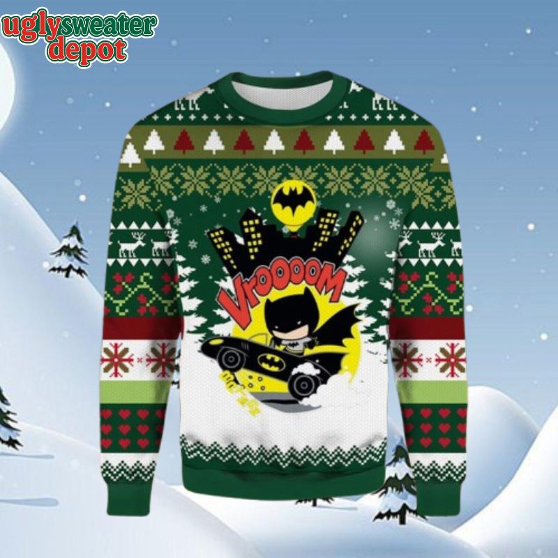 Batman Vrooom Chibi Ugly Christmas Sweater