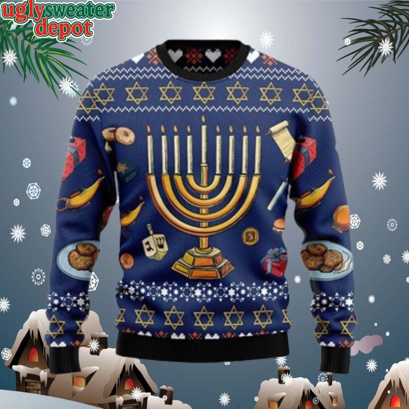 Citybarks Jewish Hanukkah Icon Traditional Ugly Sweater