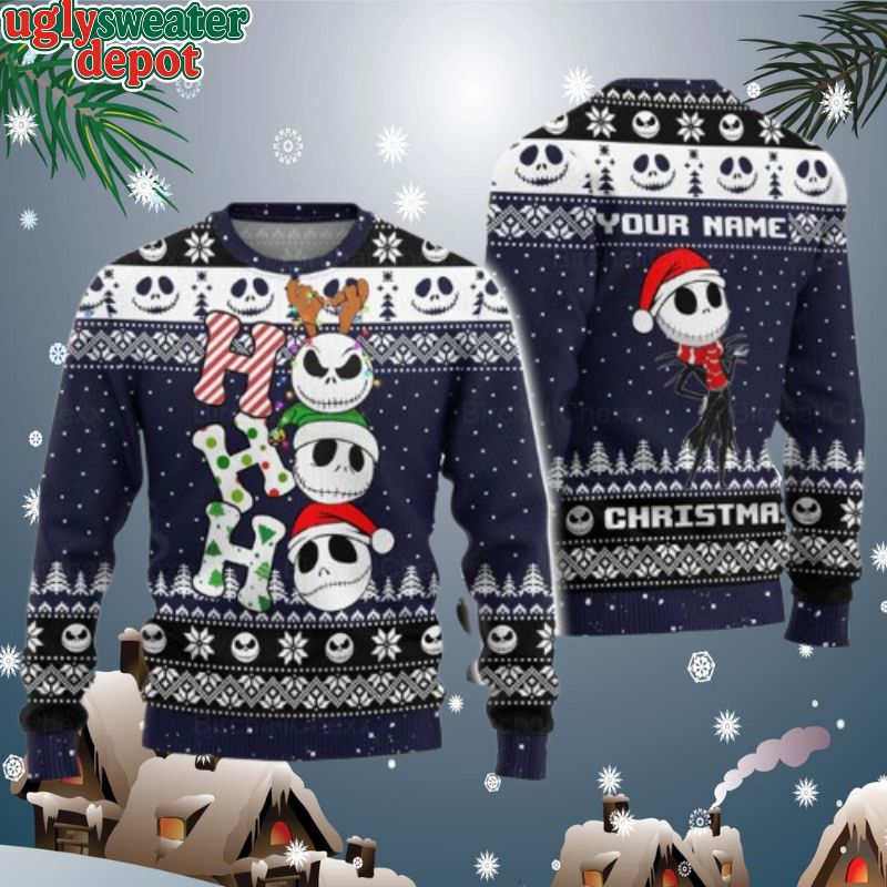 Custom Name_Hohoho Jack Skellington Nighmare Before Christmas Sweater