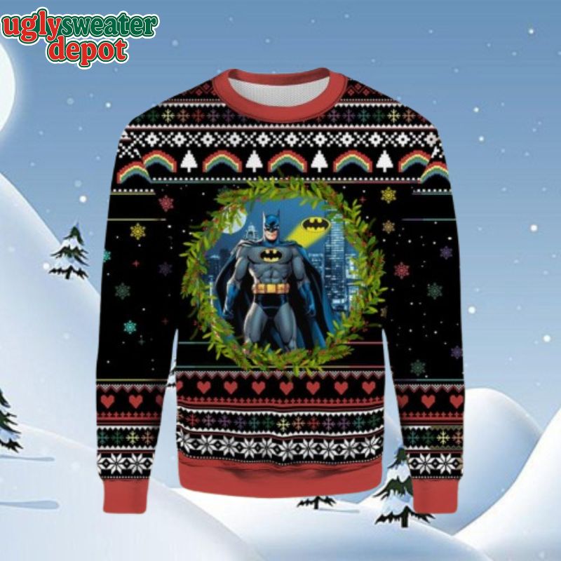 Funny Batman Christmas Wreath Ugly Sweater