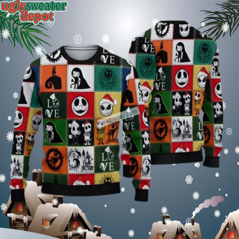 Funny Jack And Sally Love Ugly Christmas Sweater