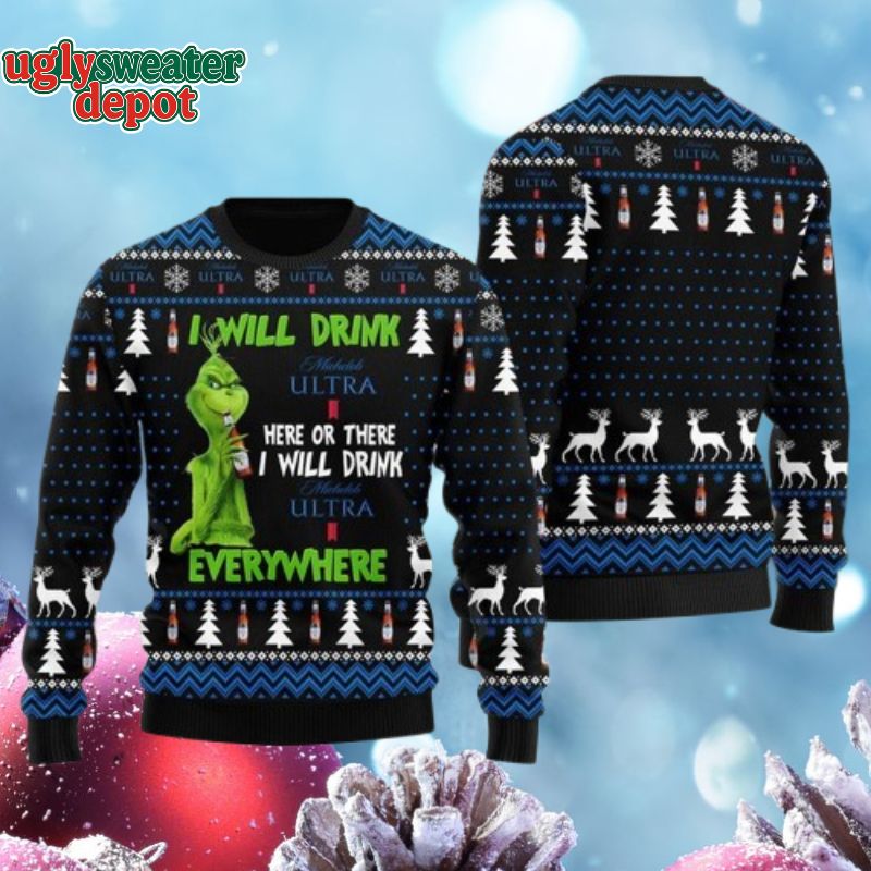 Grinch Beer I Will Drink Ugly Sweater