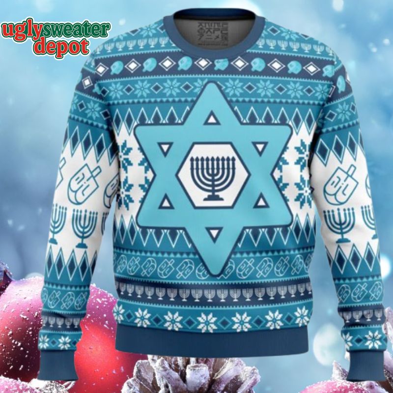 Get Lit Hanukkah Funny Cats Ugly Holiday Sweater