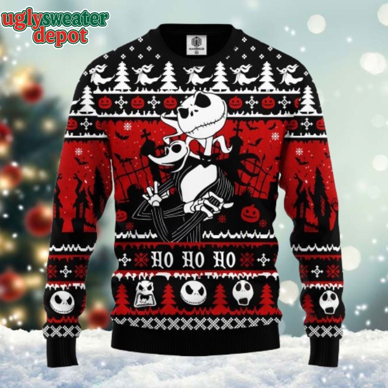 Hohoho Jack Skellington And Zero Nightmare Before Christmas Sweater