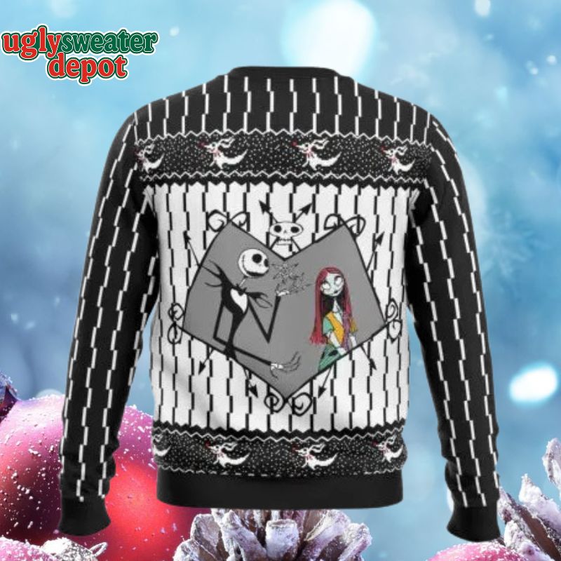 Jack And Sally Love Heart The Nightmare Before Christmas Ugly Sweater