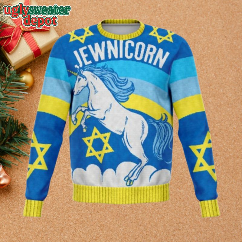 Jewnicorn Hanukkah Holiday Ugly Festive Sweater