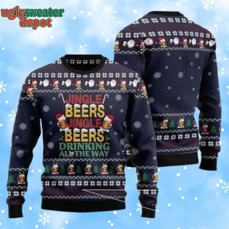 Jingle Beers Drinking All The Way Ugly Christmas Sweater