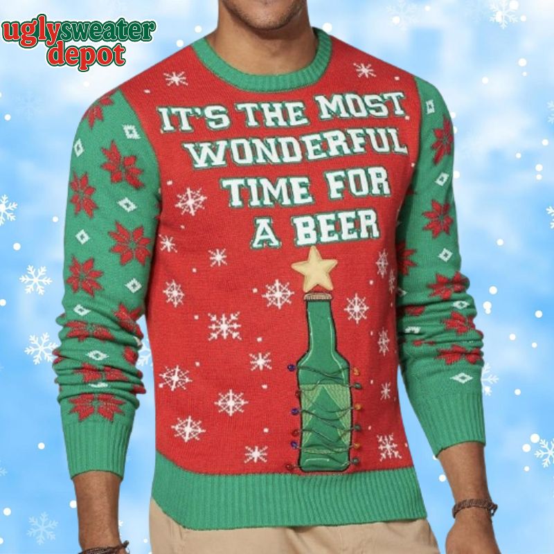 Light Up Most Wonderful Time for A Beer Ugly Christmas Sweater