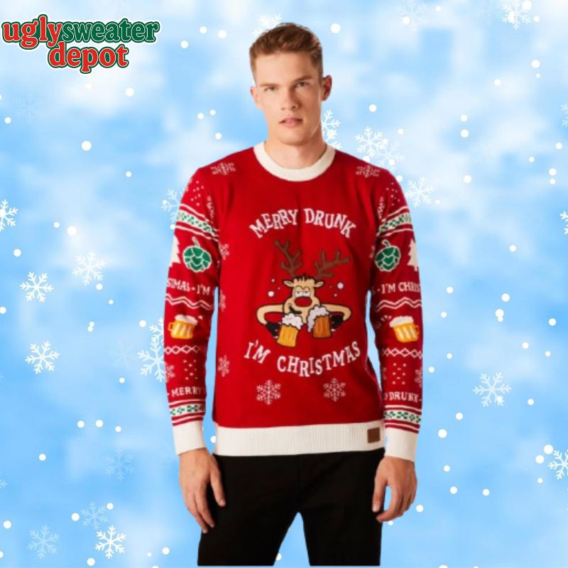 Merry Drunk I am Christmas Ugly Sweater For Men