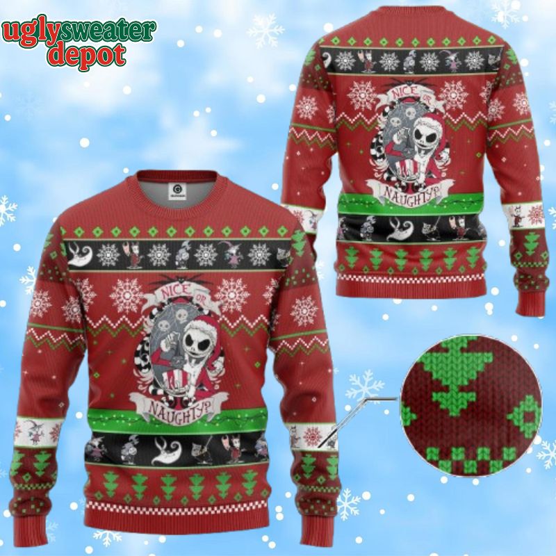Nightmare Before Christmas Jack Skellington Nice Or Naughty Ugly Sweater