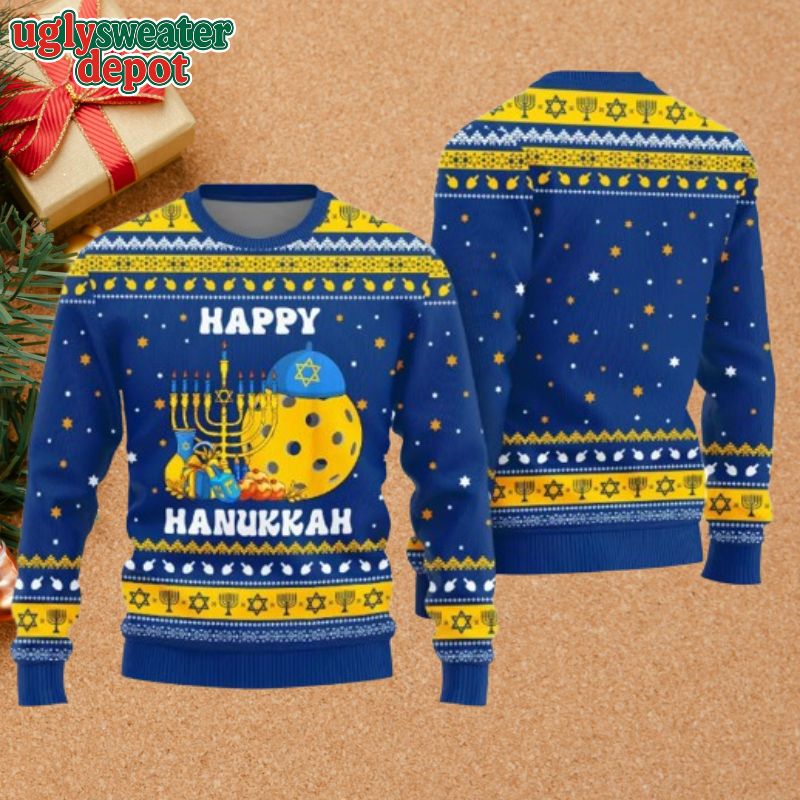 Pickleball Menorah Hanukkah Festival of Lights Ugly Sweater