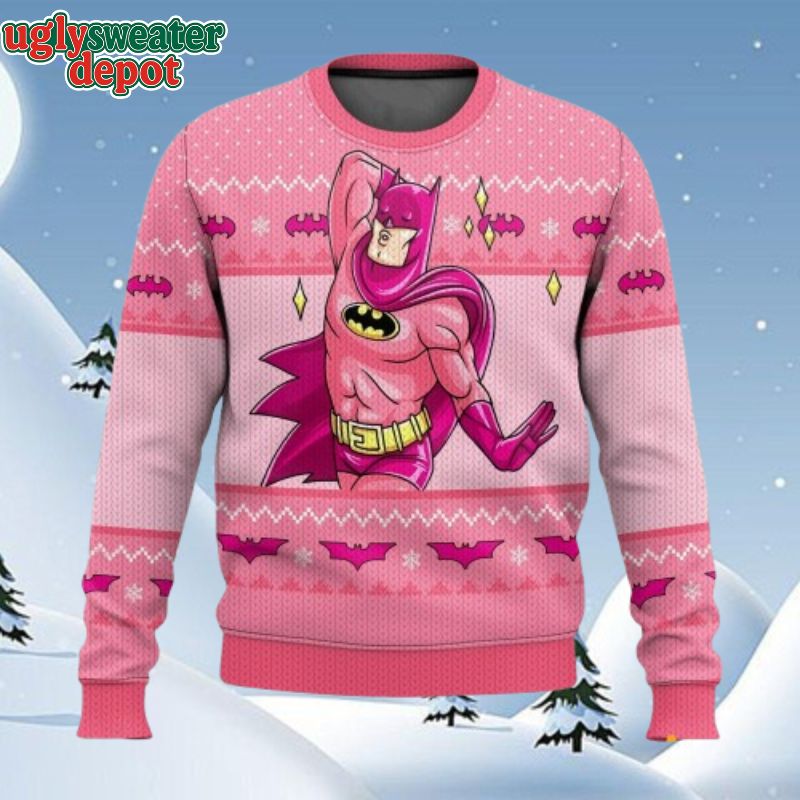 Pink Batman Ugly Christmas Sweater