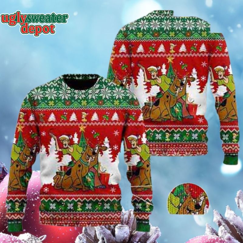 Scooby Doo And Shaggy Rogers Say Hi Xmas Ugly Sweater