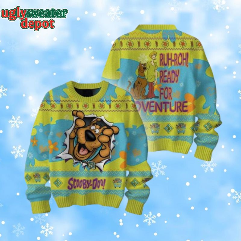 Scooby-Doo Ready For Adventure Ruh-Roh Christmas Knitted Ugly Sweater