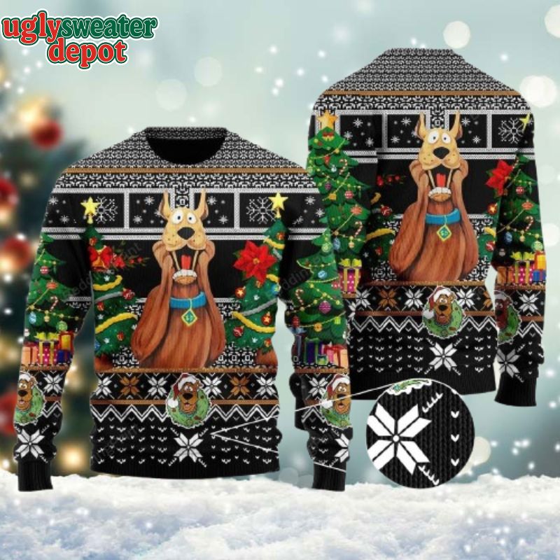 Scooby Doo Scare Face Christmas Tree Ugly Sweater