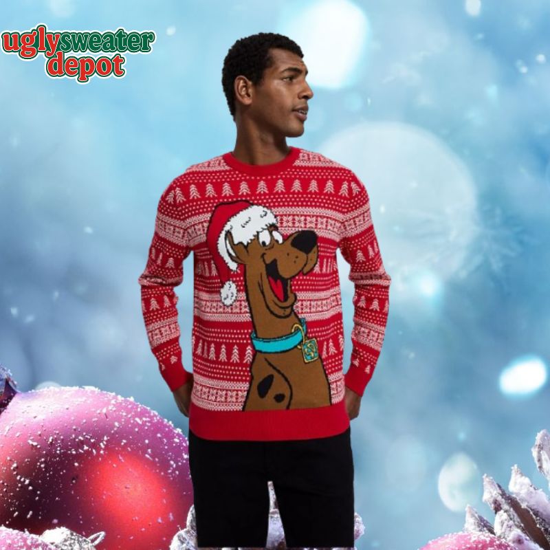 Scooby-Doo Wearing Santa hat Funny Christmas Red Sweater