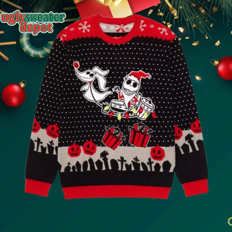The Nightmare Before Christmas Chibi Jack Skellington Santa Ugly Sweater