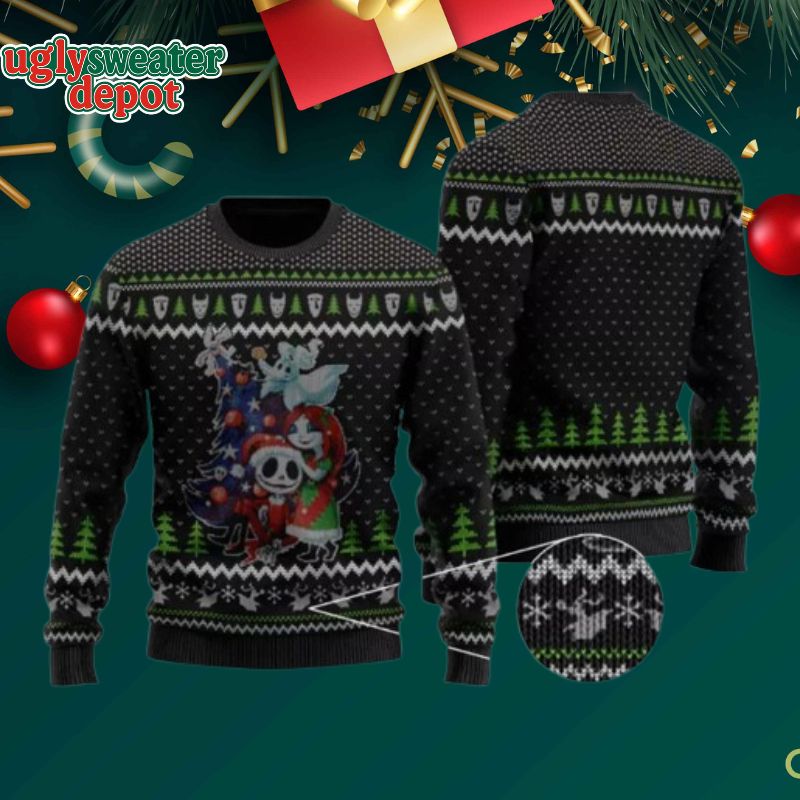 The Nightmare Before Christmas Jack Skellington And The Bat Ugly Sweater