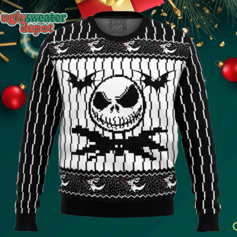 The Nightmare Before Christmas Jack Skellington And The Bat Ugly Sweater