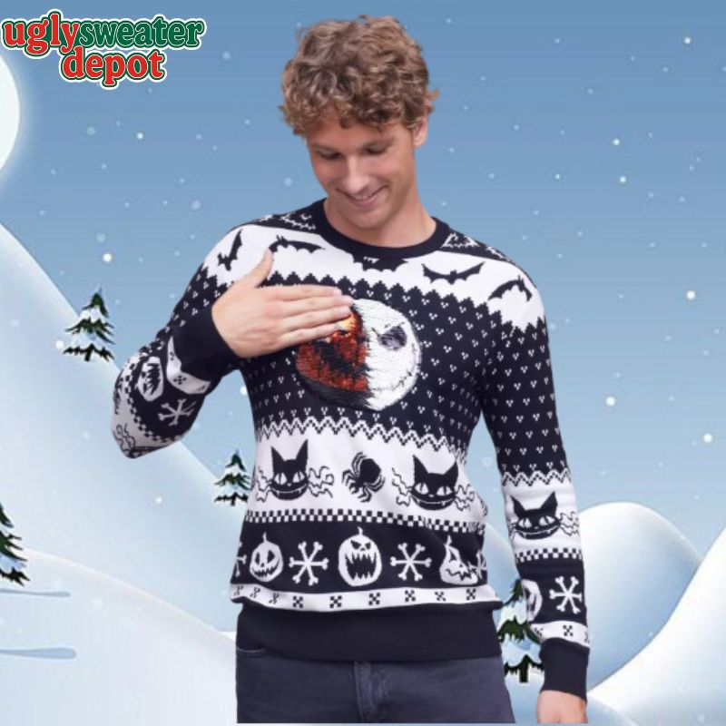 The Nightmare Before Christmas Jack Skellington Smile And Angry Face Ugly Sweater