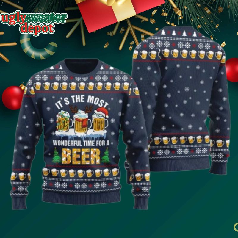 Tripple Beer Wonderful Time Ugly Christmas Sweater