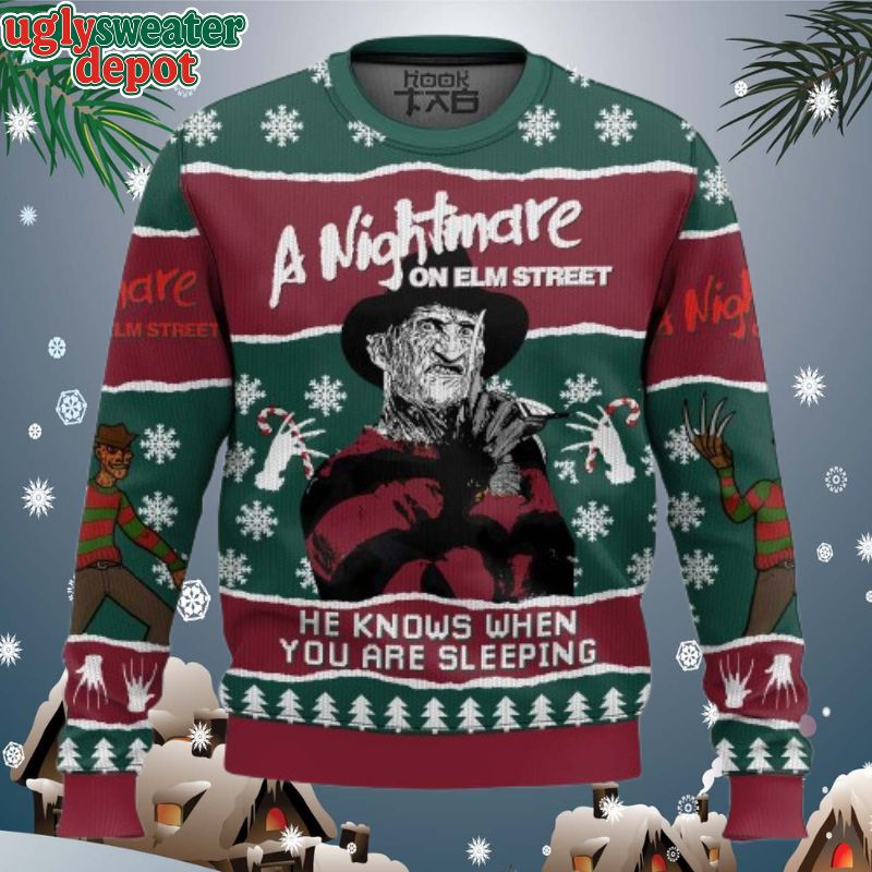 A Nightmare On Elm Street He Knows When You Are Sleeping Ugly Sweater
