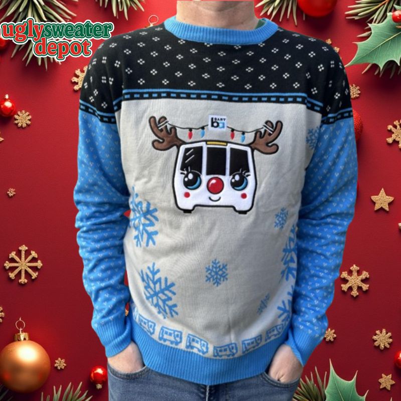 Bart Reindeer Red Nose 3D Printed Ugly Christmas Sweater