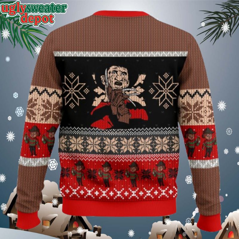 Freddy Krueger Black Vibes He Knows When You Are Sleeping Christmas Sweater (1)