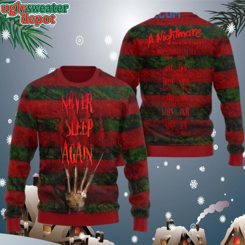 Freddy Krueger Nightmare On Elm Street Never Sleep Again Ugly Sweater