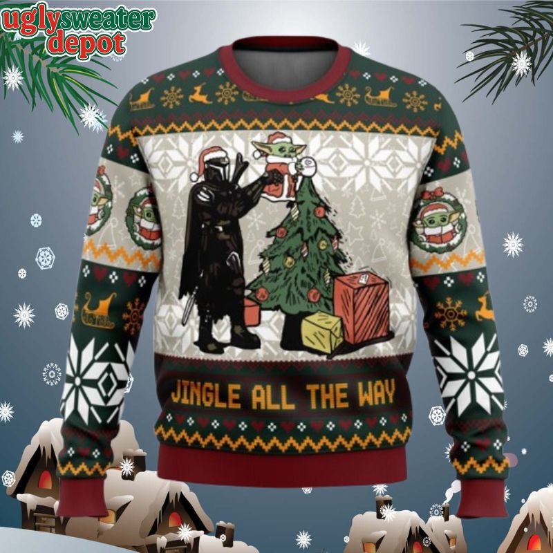 Jingle All The Way Mandalorian And Yoda Star Wars Ugly Sweater