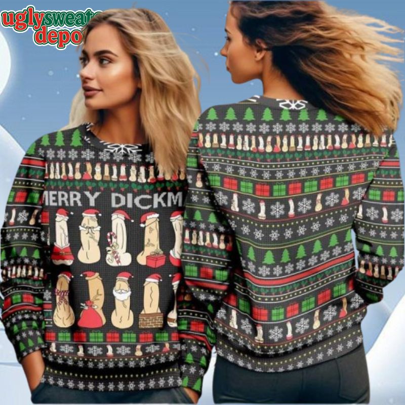 Merry Dickmas Naughty Santa Ugly Christmas Sweater