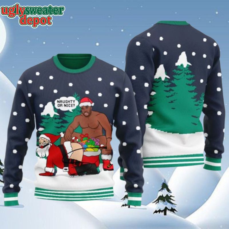Naughty or Nice Santa Barry Wood Ugly Christmas Sweater