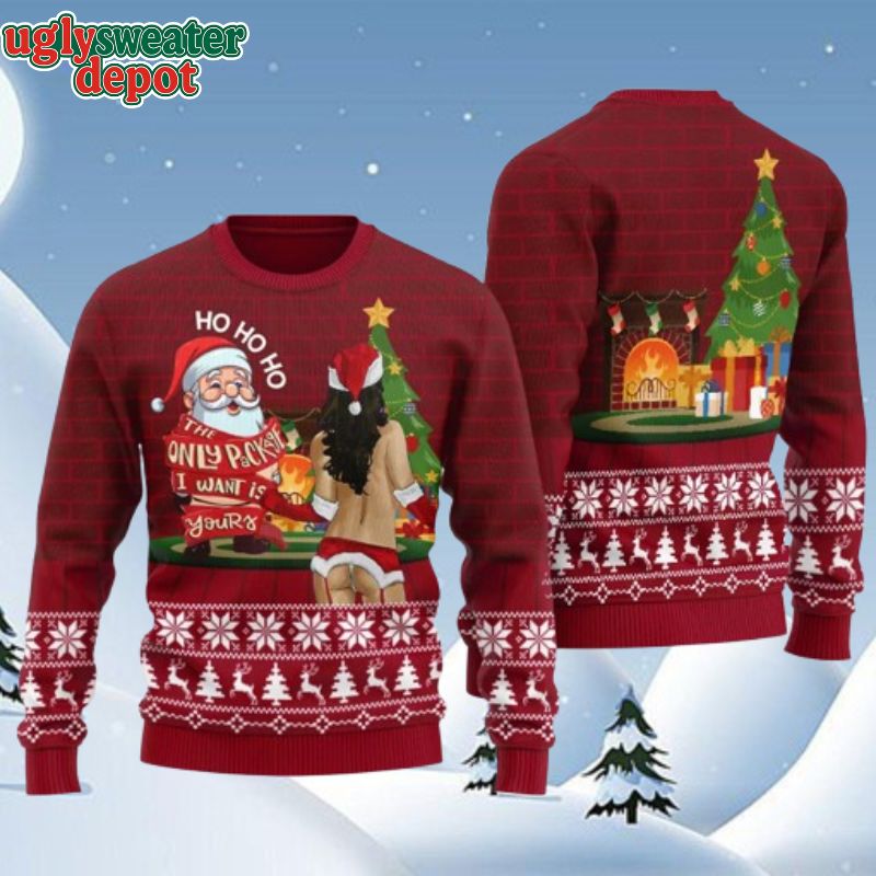 Santa The Only Package I Want Is Hotgirl Naughty Christmas Sweater